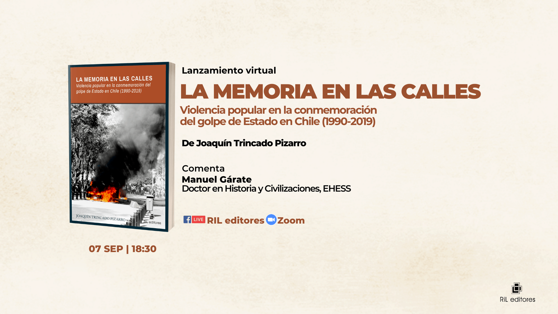 Invitación 07/09: lanzamiento del libro «La memoria en las calles», de  Joaquín Trincado - RIL Editores
